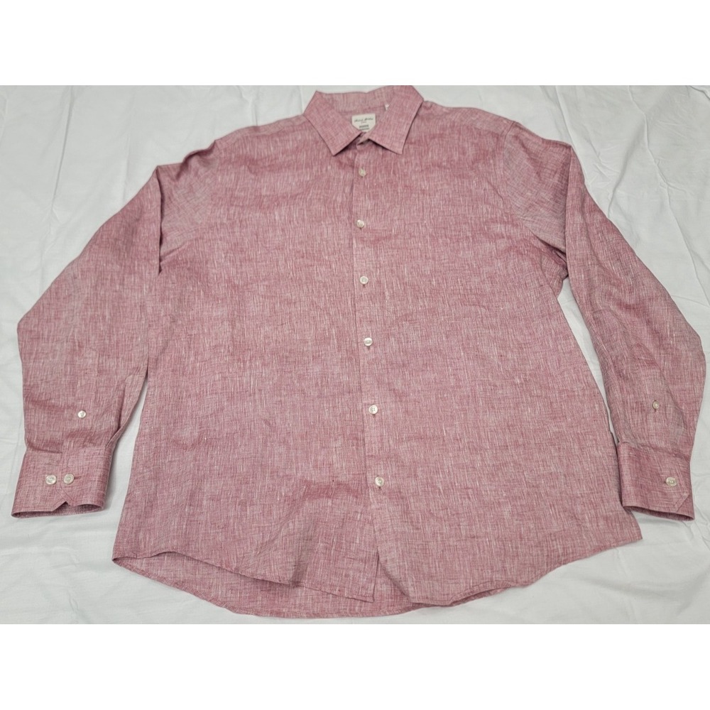Baird McNutt Murano Linen Shirt Mens Large Heathered Maroon EUC